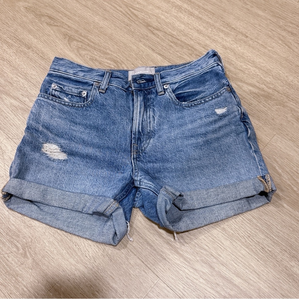 Everlane Blue Jean Shorts Distressed Cuffed